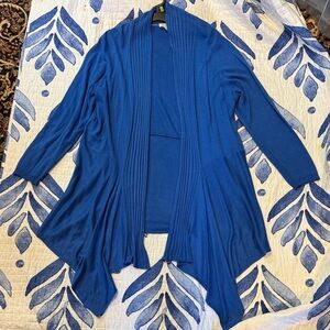 Avenue Royal Blue Open-Front Ribbed Shawl Cardigan 14/16